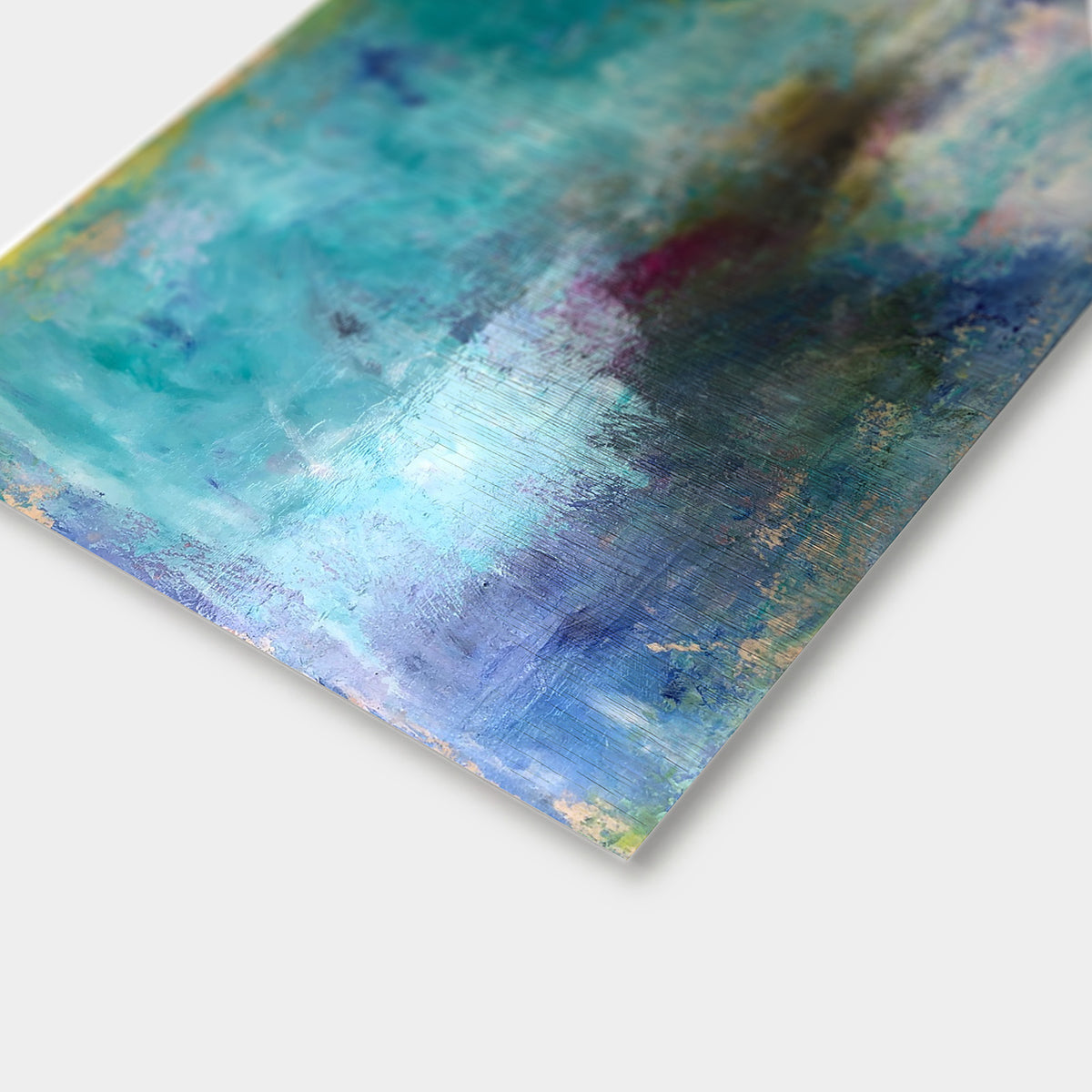 Close-up of Bermuda by Victoria Evans, showing abstract South Shore seascape in turquoise, white and blue