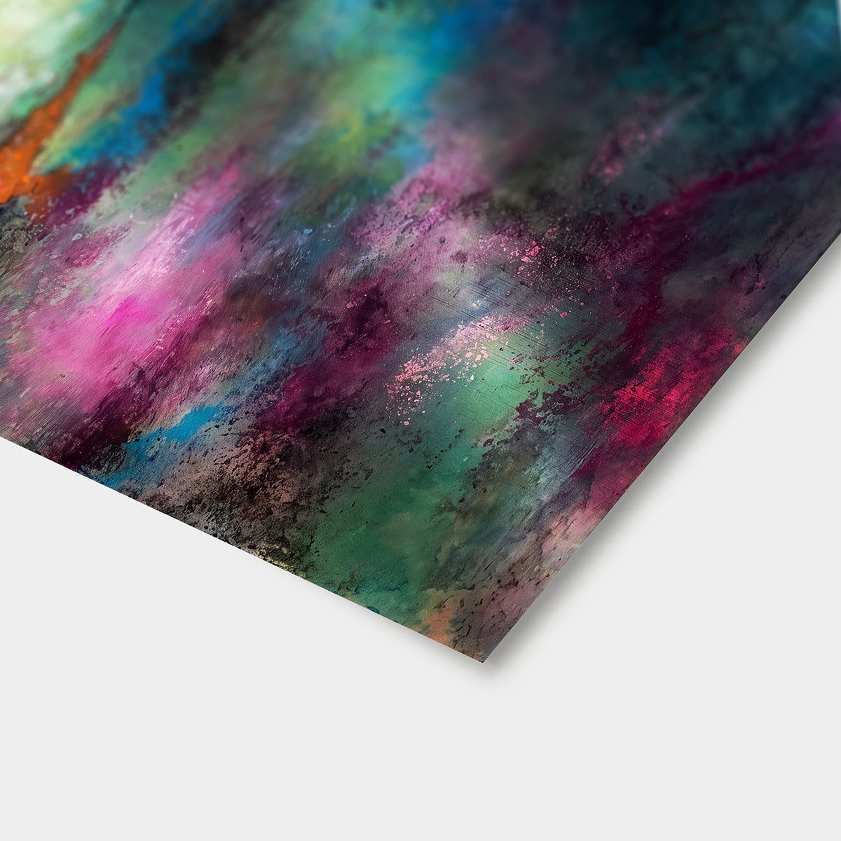 Close-up of Napa Valley by Victoria Evans, showing abstract landscape in green, turquoise, magenta and gold