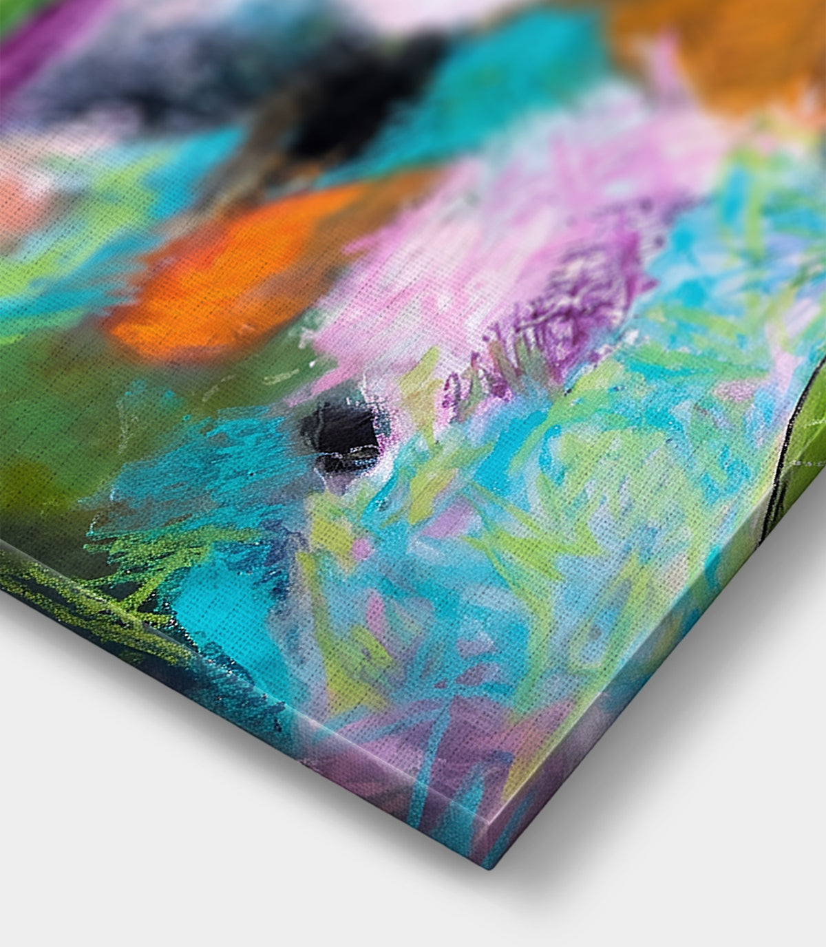Close-up of Nude by Victoria Evans, showing the expressive colours and painted details of the female figure