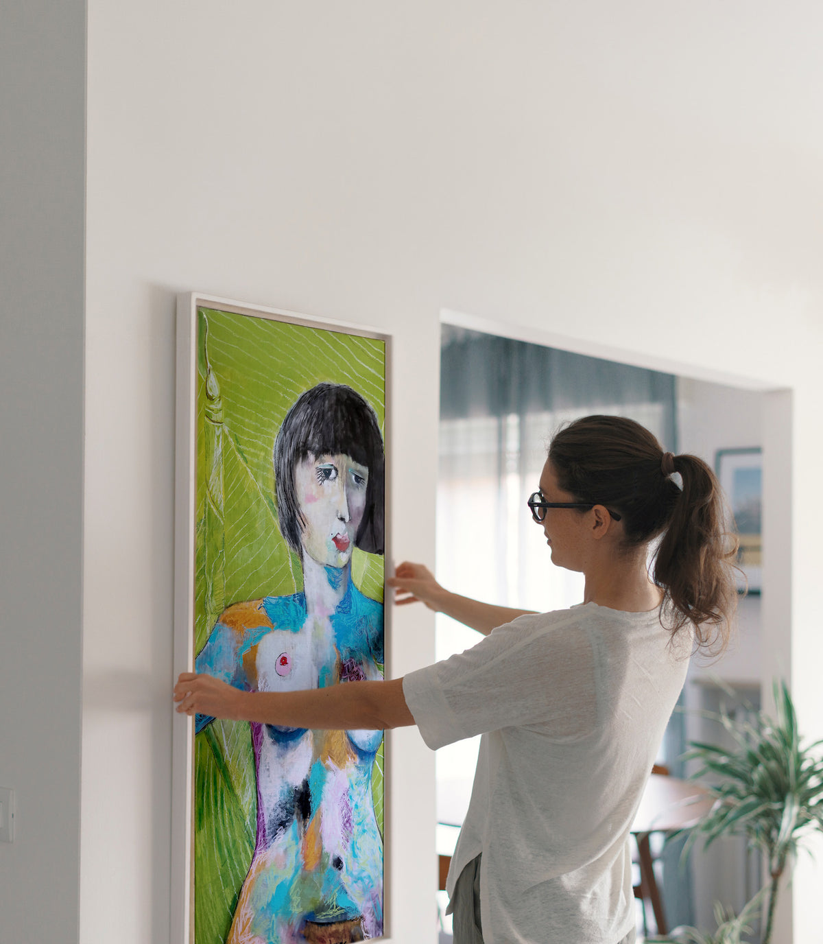 Nude by Victoria Evans shown in a display example; artwork scale and finish are illustrative