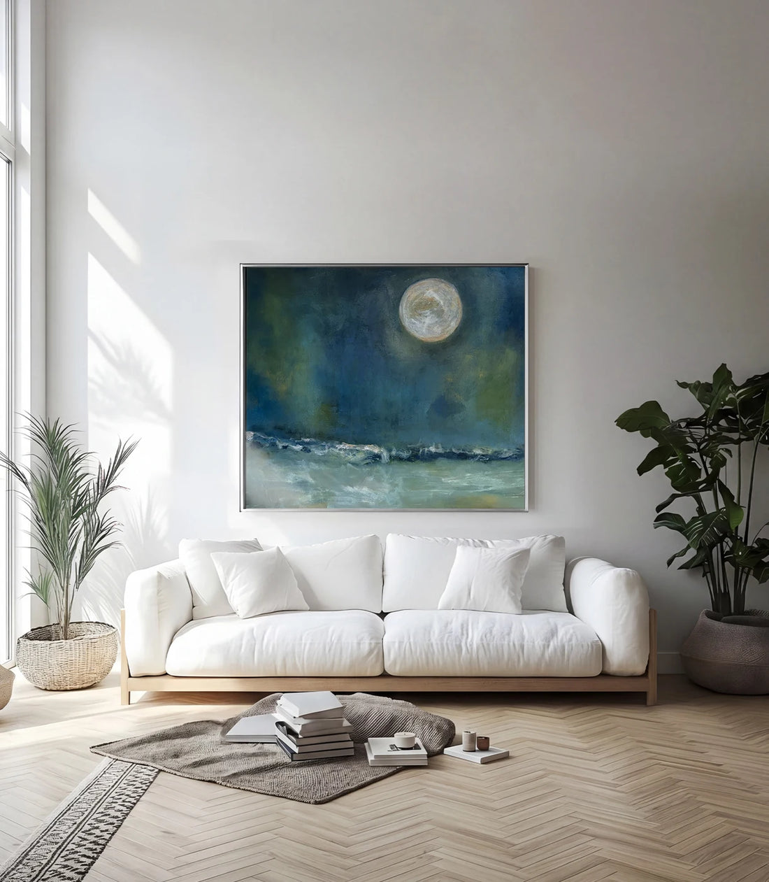 Moon Tide in a styled interior; scale and framing are illustrative