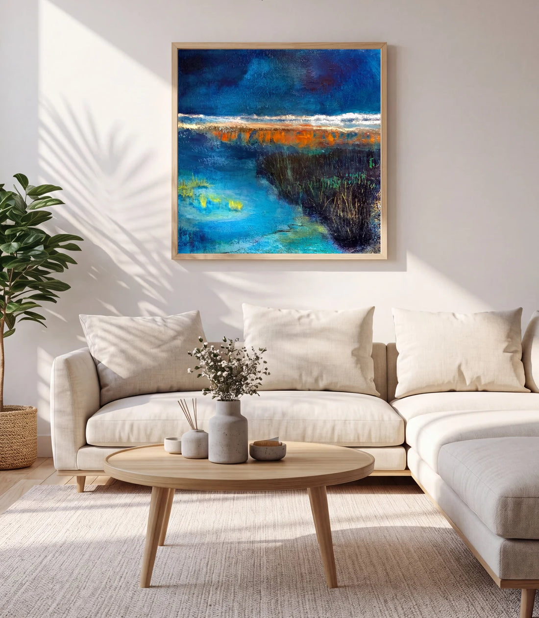 Beyond the Breakers – Metal Print in a styled interior; scale and framing are illustrative