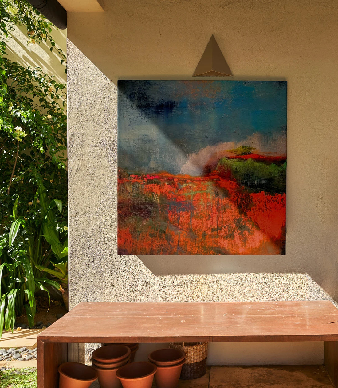 California Poppies – Metal Print in a styled interior; scale and framing are illustrative